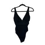 Cupshe  Black Ginger Ribbed & Ruched One-Piece Swim Wear Size M Photo 2