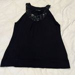 Willi Smith  szS black sleeveless top with bling around neck & band on bottom EUC Photo 1