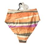prAna  Bikini Bottom Sun Shade High Rise Orange Pink Waves Striped XS Photo 3