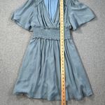 Baltic Born Smocked Waist Mini Dress Women's Small Blue Flutter Sleeve Pleated Photo 8