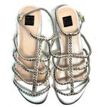 White House | Black Market Silver Beaded Low Heel Sandals Size 7.5 Photo 3