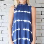Ginger G  blue and white tie dye mock neck shift dress size small Photo 0