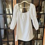 Reformation Jerri Linen Dress square neck mini white long sleeve puff a-line Photo 1