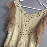Elegant cream and tan tulle eyelet fairycore whimsygoth tinkerbell tunic M/L Yellow Size undefined Photo 2