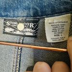 Vintage Stoney River Mountain Denim Dark Two Button Cotton Trench Coat Large Photo 3