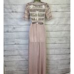 ZARA Knit & Lace Wrap Long Dress Women's Size Small Blush Pink Ribbed V-Neck Photo 9