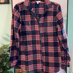 Blue Red Plaid Flannel Shirt Womens Size S Long Sleeve Shacket Pockets Cozycore Photo 0