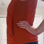 L.L.Bean Orange/Red Quilted/Knit Fleece-Lined Zip-up Fitness Vest, Size XS Petite Photo 5