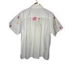 Vintage The Quacker Factory Womens Button Up Top Size 1X Embroidered Floral Bees White Photo 4