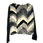 Cliche Faux Fur Black Sleeve Sweater Jacket size XL Gray Cream size XL Photo 4