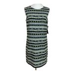 Cynthia Steffe Dress 6 Neon Green Black Mini Shift Tribal Print Exposed Zip New Photo 1