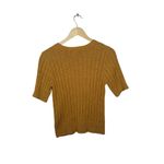 Evereve  Women’s Knit Short Sleeve Ribbed Sweater Top Burnt Yellow Size S Photo 6