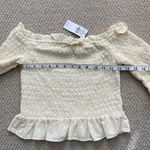 American Eagle  Yellow Ruffled Smocked Crop Top Off Shoulder Blouse Frilled NWT Photo 5