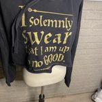 Harry Potter Black Gold Print Cropped Hooded Screen Print Sweatshirt Large Photo 1