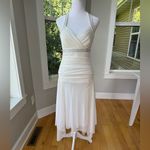 Vintage Y2K Trixxi White Chiffon Rhinestone Halter Tie Asymmetrical Dress Medium Photo 13