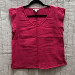 Three Dots  Anthro 100% Cotton Pink Short Sleeve Gauzy Top Small Photo 0