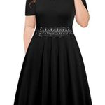 Bedoar Short Sleeve Black Pocketed Swing Dress with White Lace Size 26 Dress Photo 0