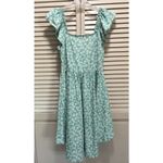 No Boundaries  Green/White Floral Sun‎ Dress Ruffle Straps Size M High/Low Photo 4