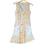 Coach  Apple‎ Print Dress Size 4 Peach Summer V-Neck Luxury Springtime Designer Photo 2
