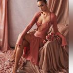 House Of CB  Reine Long Sleeve Silk Blend Cutout Midi Dress Photo 0