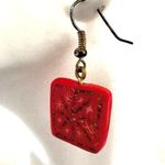Orange square clay drop earrings Photo 4