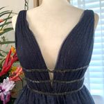 Mac Duggal  Glitter Rhinestone Tulle Mini Dress in Midnight Blue Photo 3