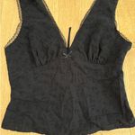 NIA Top Sleeveless Tie Back Lace Trim Size XS Black Photo 1