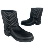 Gucci Quilted Double G Leather Moto Boots Black Ankle Booties Size 39 Photo 1