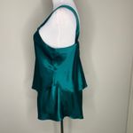 Green Satin 2 Pc Tap Pants Camisole Lingerie Pajamas Nighty Vintage Small Photo 2