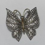 Avon Vintage Silver & Gold Tone Two Tone Blue Eye Butterfly Pin Brooch Photo 0