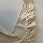 ZARA Long Sleeve Boxy But Spandex Boat Neck Top Cream Photo 1