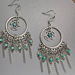 S925 Sterling Silver Ream Catcher Tassel Earrings Blue Photo 0