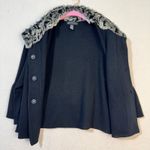 INC Fur Trimmed Collar Snap Front Black Sweater 3/4 Bell Sleeves Size X Photo 4