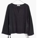 Madewell Denim Side-Lace Top in Sloan Black  Size XXS Photo 2