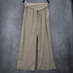 Evolutionary Tan Ruffle Pull On Wide Leg Belt Boho Comfy Trouser Pants L Large Photo 1