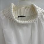 ZARA  Womens Top White blogger Turtle Neck Elastic Hem 3/4 Sleeves size xs-small Photo 2