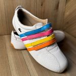 Lacoste  Mystere Punched White Leather Colorful Strap Comfort Sneakers Womens 7.5 Photo 0