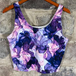 Gaiam Women's Purple Watercolor Print Crop Top Workout Yoga Activewear Large Photo 0