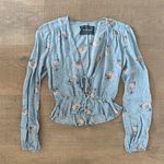 Reformation  plunging v-neck nikki floral long sleeve top Photo 0