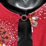 Free People  Lovely Day Red Floral Print Dress Tunic V-Neck Tassels Women’s S Photo 12