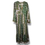 Altar'd State  Olive Green Multi Boho Print Long Sleeve V-Neck Tiered Maxi Dress Photo 2