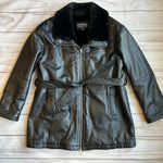 wilson's leather Wilsons Vintage 100% Leather Faux Fur Belted Long Coat Size L Photo 0