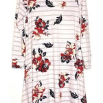 LuLaRoe NWT LuLa Roe Light Pink Floral & Striped Long Sleeve Emily Dress Womens Medium Photo 0