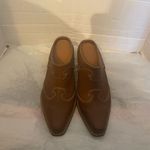 Leather Western Booties Clogs Mules 3 Inch Heels Brown Size 8 Top Stitching Tan Photo 9