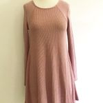 Long Sleeves Laced Strap Open Back Knit Dress Pink Size XS Photo 0
