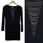 Frederick's of Hollywood Vintage 90s Y2k Mini Dress Stretchy Knit Chain Cutout M Photo 1