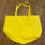 Joy Mangano Womens Bright Yellow Real Leather Tote Bag Purse 12”H X 18”W X 4” Photo 3