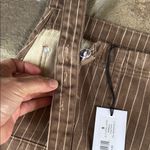 We Wore What  Overall Shorts Brown Striped Romper pinstripe relaxed cotton boho S Photo 7