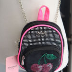 Juicy Couture  Mini Cherry Charm Backpack Crossbody Designer Pink Black Photo 0