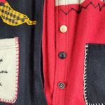 At Ease Women's Wool Cardinal Jacket 1X Red Black Collared Embroidered Patchwork Photo 5